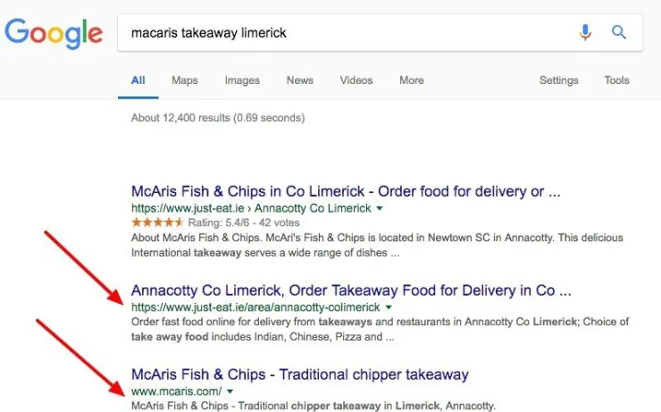Restaurant Search Engine Results